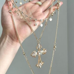 Vintage Medieval Gold Cross Necklace