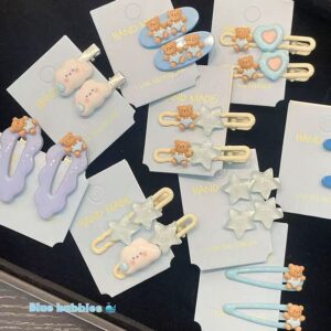 Шпилька для волос с облаками и медведем